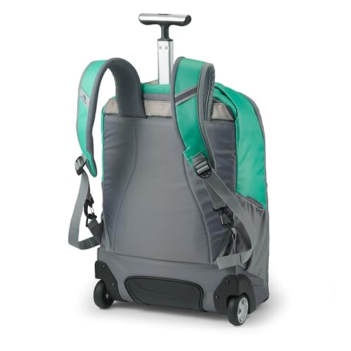 High Sierra Freewheel Pro Wheeled Backpack with 360 Degree Reflectivity, Adjustable Handle, Large Main Compartment, and Laptop Sleeve, Aquamarine