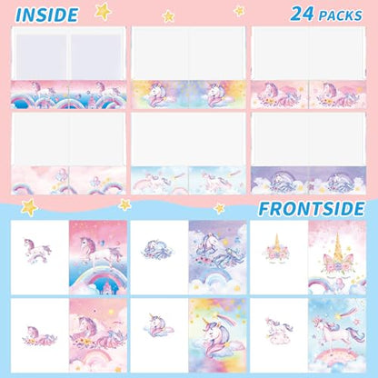 Kosiz 12 Pcs 9 x 12 Inch Girl Unicorn 2 Pocket Folders Cute Kawaii Take Home File Bulk Kid Student Homework Paper File Folder for School Classwork Office Home Classroom Teacher Business Party Supply - style: Unicorn