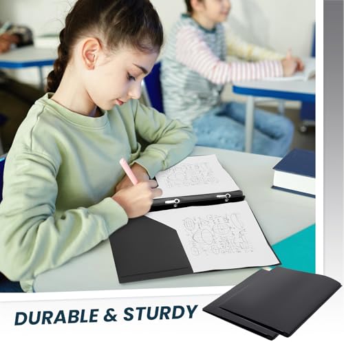 Yeaqee 60 Pcs Plastic Folders with Pockets and Prongs Plastic Folder 2 Pockets 3 Prongs with Card Slot for Office, School for Students, Teachers, Office Workers (Black) - color: Black