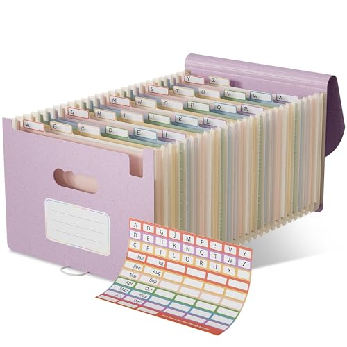 EcoStash 26 Pockets Accordion File Organizer, Lavender Purple | Wheat Straw, Expanding File Folder with A-Z Tabs, 100% BPA Free, Monthly Bill Receipt Organizer, School, Home, Office - color: Lavender Purple