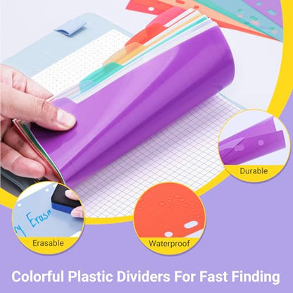 Antner A6 Planner Inserts 6-Hole Lined/Dotted/Grid Refill Paper for A6 6-Ring Refillable Notebook Binder, 135 Sheets Loose Leaf Filler Paper with 12 PCS Binder Dividers for Notes Journal Sketch Chart - color: Lined/Dotted/Grid Square Paper