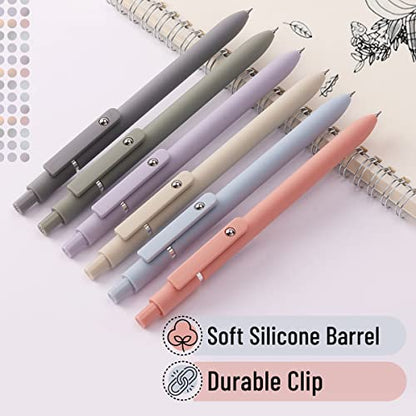 Mr. Pen- Retractable Fine Point Gel Pens, 6 Pack, Morandi Barrels | Fast Dry Black Ink, 0.5 mm Cute Aesthetic Pens for Journaling - color: Morandi Barrels