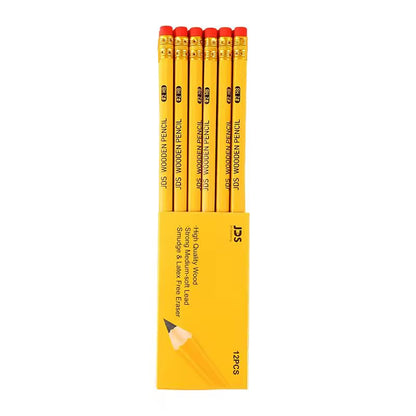 Pencils #2 HB Lead Woodcased Yellow Non Sharpened Hexagonal Shape Best For Schools Offices Teachers And Students Pack Of 12 Extra Strong Pencils With Eraser