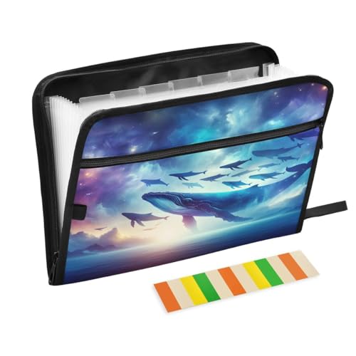 ALAZA Whale Magic Sky Expandable Filing Folder Storage Organiser Box Files, 13 Pockets Zip Filing Folders for Home or Office Documents - color: Multicolored20