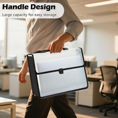 3 Pieces A3 11 x 17 inch Expandable File Folder with Handle Expandable Folders for Documents Snap Closure Black Horizontal Large Clear Organizer Storage for Plots Charts