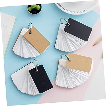 Lurrose 4pcs Blank Flashcards Portable Words Memory Cards Binder Ring Notecards for Travel Study Office - size: 7.00X4.00X3.00CM
