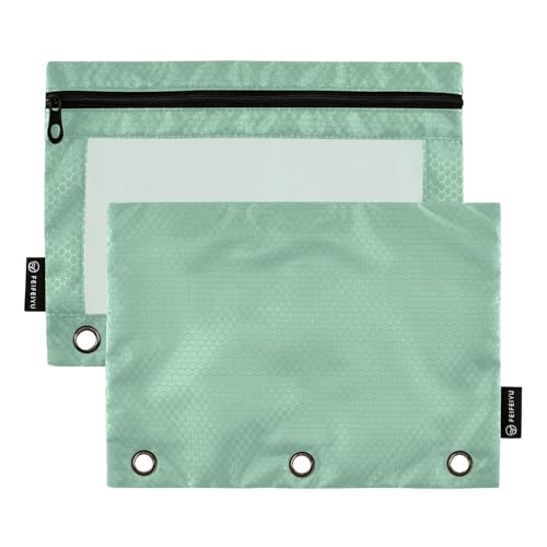 Gredecor Binder Pencil Pouch 3 Ring Sage Green Zipper Pencil Pouches Case 2 Pack Clear Binder Organizer for School Office - color: Sage Green