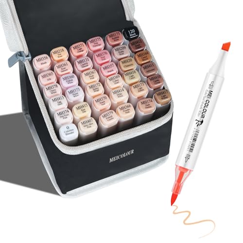 Skin Tone Alcohol Markers Brush Tip Set for Adults Artists Beginners, 36 Color Dual Tips Art Marker, Coloring Books Drawing Professional Marker Gift - color: FSRT36D