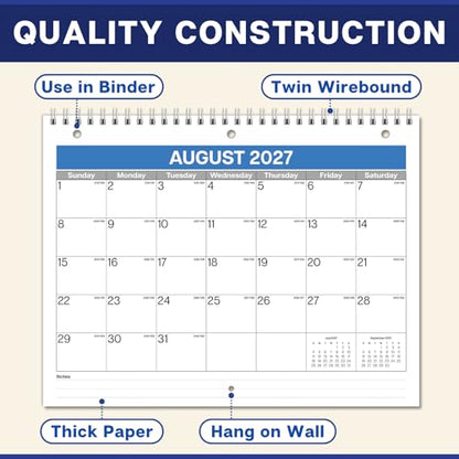 Dunwell 2026-2027 Calendar for 3 Ring Binder - 8.5x11, Jul. 2026 to Dec. 2027, 18 Months Desk Calendar with Premium Paper, 3-Hole Calendar for Office, School, 8.5" x 11" Planner Hanging on Wall