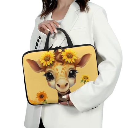 Giraffe 10 Inch Laptop Sleeve, Laptop Cover Computer Bag Tablet Carrying Case with Handle, Fashion Zipper Tote Bags Notebook Sleeves Handbag Messenger Briefcase Gifts for Women - color: Giraffe, size: 10inch