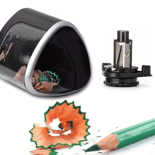 Automatic Pencil Sharpener with Auto Stop & Lead Breakage Protection – Ideal for Offices,Schools,Students,and Illustrators Quiet Operation,No Rough Edges,Black - color: Black
