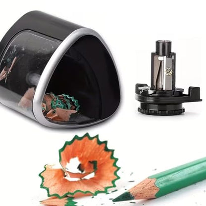 Automatic Pencil Sharpener with Auto Stop & Lead Breakage Protection – Ideal for Offices,Schools,Students,and Illustrators Quiet Operation,No Rough Edges,Black - color: Black