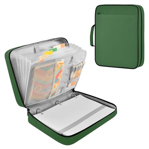 Hunter Green Accordion File Organizer with Zipper, 3 Ring Binder with 7 Pocket Expanding File Folder, 500 Sheet Document Organizer for A4 Letter School Office Supplies