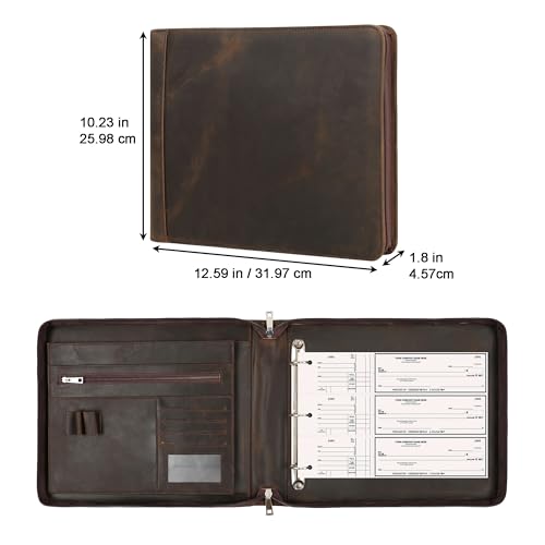 Personalized 3 Ring Check Binder, Engraved Business Checkbook Holder, Zippered for 3 & 9 Holes Checks, 3 on a Page, Dark Khaki - Custom - color: Dark Khaki-2, size: Custom