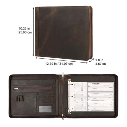 Personalized 3 Ring Check Binder, Engraved Business Checkbook Holder, Zippered for 3 & 9 Holes Checks, 3 on a Page, Dark Khaki - Custom - color: Dark Khaki-2, size: Custom
