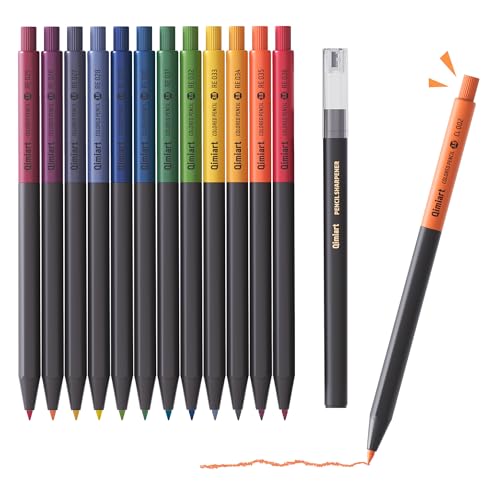 3.0mm Mechanical Colored Pencils Set, Pack of 12 (Vintage Color) | Soft Core Oil-Based, Click-to-Advance Lead, Include Sharpener,Assorted Colors,Art Supplies for Coloring, Sketching, Drawing - color: Vintage Color