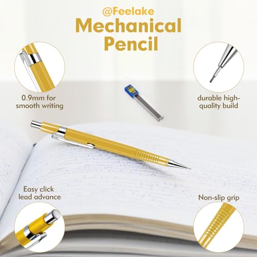 8 PCS Metal Mechanical Pencil,Durable 0.9mm Drafting Pencil,Comes With 8 PCS of 9 mm lead pencil refills, Pencils Mechanical For Writing,Drawing & Gifting