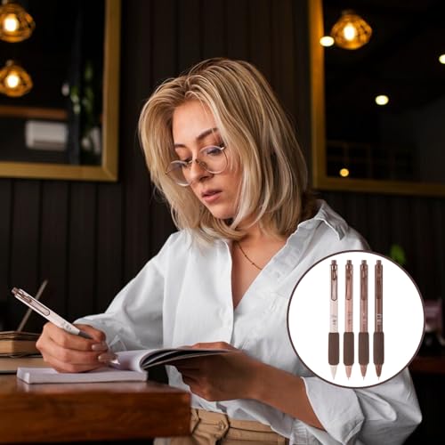 Mabor 4Pcs Coffee Pens, Cute Gel Pens Retractable Quick Dry Ink Pen for Boy Girl 0.5mm Fine Point Black Ink Aesthetic Comfortable Writing Coffee Pen for School Office Supplies