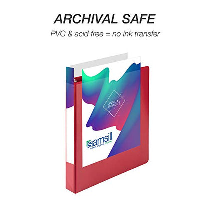 Samsill 4 Pack Durable 1 Inch 3 Ring Binders, Round Ring, Clear View Cover for Presentations, Red - color: Red, size: 1-Inch