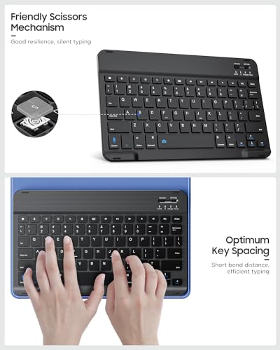 MoKo Universal Tablet Case with QWERTY Keyboard for 9",9.7",10.1",10.2",10.4",10.5",10.9",11" Tablet, with Removable Wireless Bluetooth Keyboard&Pen Holder for iPad Samsung Fire Pixel, Blue Starry Sky - color: Blue Starry Sky