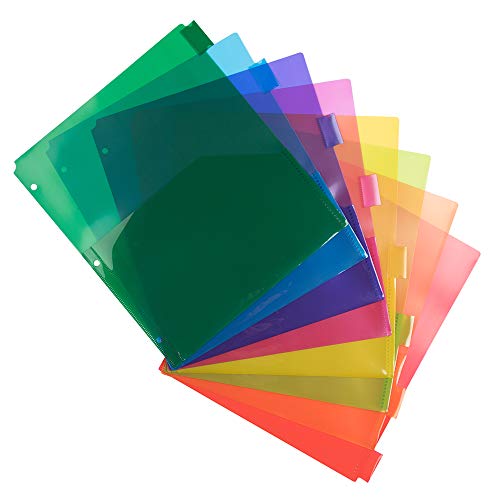 JAM PAPER Plastic Index 8-Tab Dividers w/Double Pockets - 9 3/4 x 11 1/2 - Assorted Multi-Color - 8 Tabbed Dividers/Pack - color: One (1) Pack, size: 8-Tab with Pockets - Multi-Color
