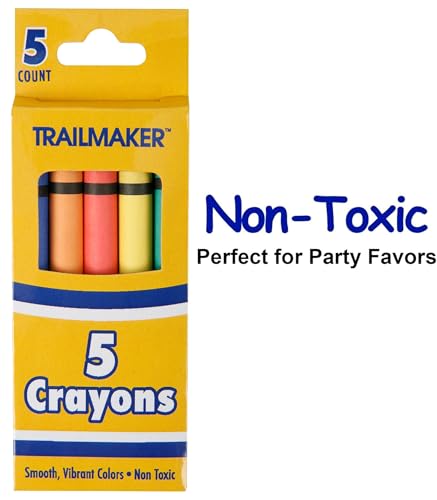Trail maker Bright Wax Crayons – 96 Pack, 5 Per Box Mini Crayons for Kids, Party Favors, Toddler & Kids Ages 4-8, Bulk Art Supplies for Classrooms & Parties (480 total) - color: 96 Pack