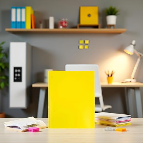 1Pcs 2Pocket Yellow Plastic Pocket Folders with Prongs,Muticolor Heavy Duty Folder Business Card Holder,Poly for School and Office, with Pockets Back to School Supplies Folders Filing Products