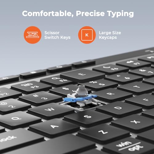 MEETION Wireless Bluetooth Keyboard and Mouse Combo, Rechargeable Slim Wireless Keyboard and Mouse, 3 Multi-Device Connection, Low-Profile Compact Keyboard, for PC Laptop Tablet iPad, Windows/Mac/iOS - color: Compact Black