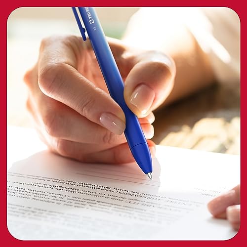 TRU RED Retractable Gel Pens, Fine Point 0.5mm, Blue Ink, 5 Pack – Quick‑Dry Pens for Precise, Smear‑Free Writing - color: Blue, size: 5 Pack, style: Fine Point