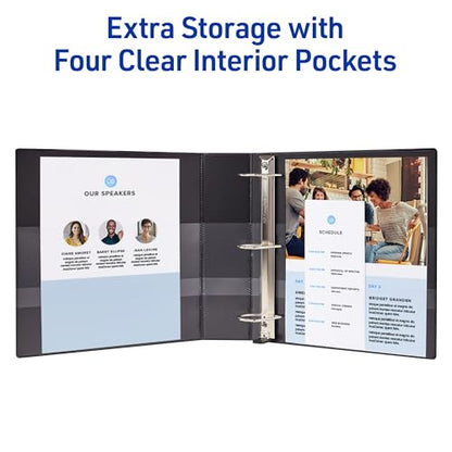 Avery Heavy-Duty View 3 Ring Binder, 3" One Touch EZD Rings, 670-Sheet Capacity, 3.5 Inch Wide Spine, Great for Home, School Supplies, Office, or Organization Needs, 1 White Binder (79193) (Pack of 4) - size: 3" (Pack of 4)