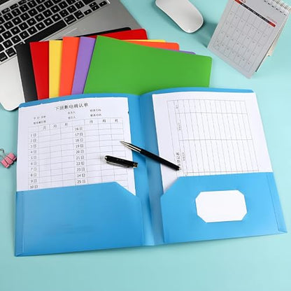 3 Pcs Plastic Folders with Pockets No Prongs, Letter Size Paper Folder Set | Waterproof scratch resistant matrix, Dual interior protective flaps, Easily wiped clean