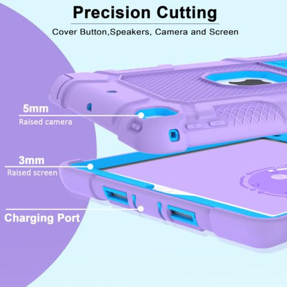 iPad 6th/5th Generation, Air 2 Case, Shockproof Rugged Cover with Kickstand for 9.7'' A1893/A1954/A1822/A1823 Tablets - color: Purple+Blue