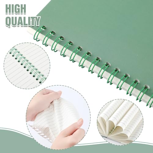 MotiMind 6 Pcs Aesthetic Spiral Notebooks Sage Green School Supplies for Work A5 College Ruled Spiral Journal Notebook Office Stationery Kit for School Work Note-taking Women Men Writing, 100 Sheets