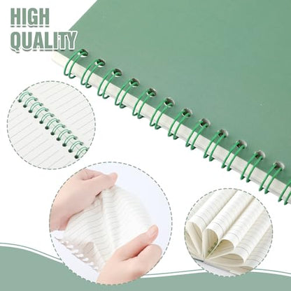 MotiMind 6 Pcs Aesthetic Spiral Notebooks Sage Green School Supplies for Work A5 College Ruled Spiral Journal Notebook Office Stationery Kit for School Work Note-taking Women Men Writing, 100 Sheets