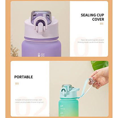1L Water Bottles Big Water Bottle with Straw Reusable Water Bottle with Time Marker Motivational Sports Water Bottle Waterbottles Plastic Clear Water Bottles Cute Stuff Summer Essentials Gifts for Men