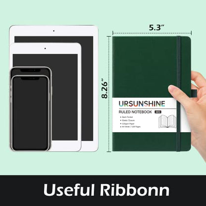 Ruled Notebook/Journal - Classic Lined Journal/Notebook, 5.3'' x 8.26'', Hardcover with Thick Paper, Banded + Pen Holder +Inner Pocket - Turquoise - color: Turquoise, size: Ruled