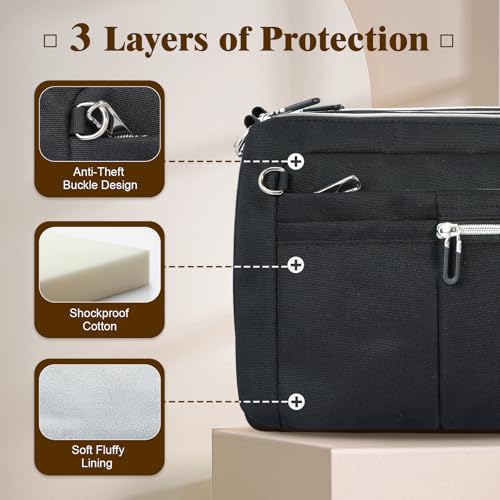 TiMOVO 9-11" Anti-Theft Tablet Sleeve with Strap for iPad, Black | Anti-Theft Design Tablet Bag with Shoulder Strap, Fits iPad 10.9"/10.2", Air 11/5th/4th Gen 10.9", Galaxy Tab A9+ 11" - color: Black