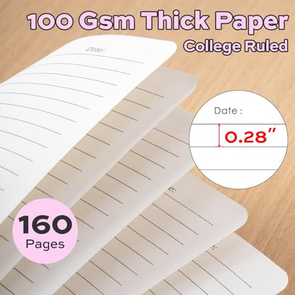 deli 6-Pack Lined Spiral Journal Notebook, 160 Pages, A5 (5.5"x8") Hardcover Writing Notebook, College Ruled Spiral Bound Journal for Women & Men - Perfect for Work, School, Office & Note Taking - color: Pink, Purple, Rose Red, Green, Navy Blue, Black, si