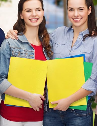 SUNEE 2 Pocket Folders with Prongs (25 Pack, Yellow), Paper Folders with 2 Pockets and 3 Prongs Fit Letter Size Paper, Folders with Prongs for School Office Home Business - color: Yellow