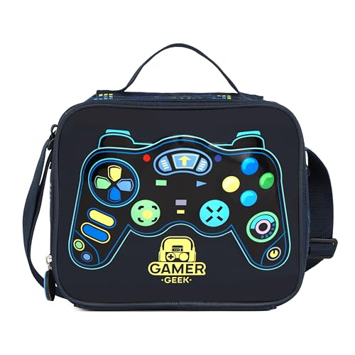 Kids Rolling Backpack for Boys, Cartoon Wheeled Backpack Set with Lunch Bag & Pencil Case Backpack with Wheels (Game) - color: Game