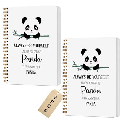 2 Pcs Cute Panda Spiral Notebook Cute Pandas Journaling Notebooks Panda Themed Gifts for Women Girls Teens Friend Teens College Ruled Notebook Journal, Classroom Office Supplies - color: Multi 1328