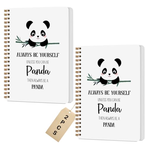 2 Pcs Cute Panda Spiral Notebook Cute Pandas Journaling Notebooks Panda Themed Gifts for Women Girls Teens Friend Teens College Ruled Notebook Journal, Classroom Office Supplies - color: Multi 1328