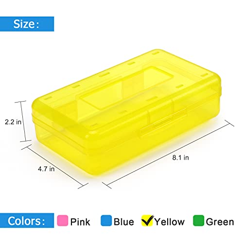 Tamaki 1 Pack Plastic Pencil Box Large Capacity, Blue | Clear Boxes with Snap-tight Lid Stackable Design and Stylish Office Supplies Storage Organizer - color: Yellow