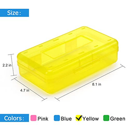 Tamaki 1 Pack Plastic Pencil Box Large Capacity, Blue | Clear Boxes with Snap-tight Lid Stackable Design and Stylish Office Supplies Storage Organizer - color: Yellow