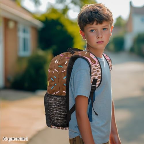 Pink Ice Cream American Football Boys Girls 17 Inch Backpack Set with Lunch Bag Pencil Bags for Kids 3 in 1 Schoolbag 3PCS Teens Bookbag for Middle High School Students - color: Pink Ice Cream American Football