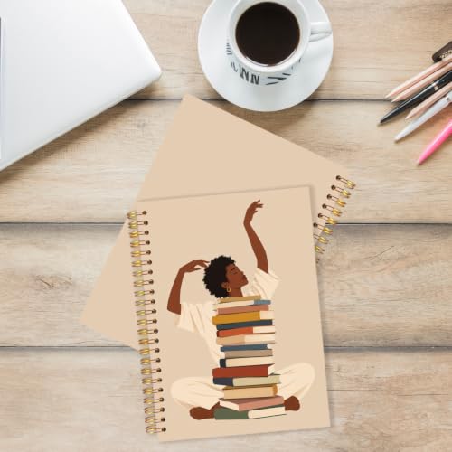 African American Book Lover Gifts Spiral Notebook 5.5x8.3 Inch | African American Black Girl Bookish Notebook Journal for Women,Bookworm Book Reading Reader Gifts - color: Bookworm reading enthusiast white