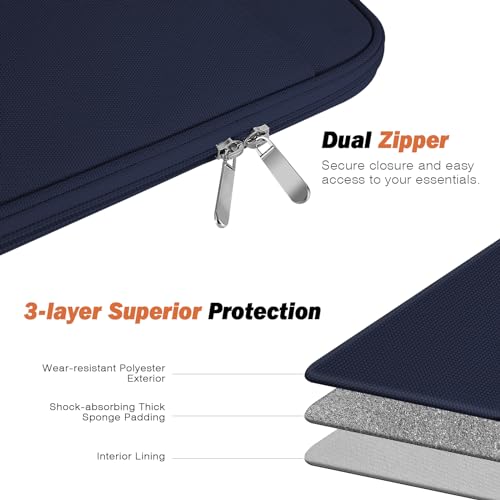 MoKo 13 Inch Tablet Sleeve Bag Carrying Case with Accessory Pocket | Fits iPad Pro 13-inch M5, iPad Air 13-inch M4/M3, iPad Pro 12.9 M2/M1 and Galaxy Tab S8+/S9+ 12.4, Dark Blue - color: Indigo, size: 12.9-13 inch
