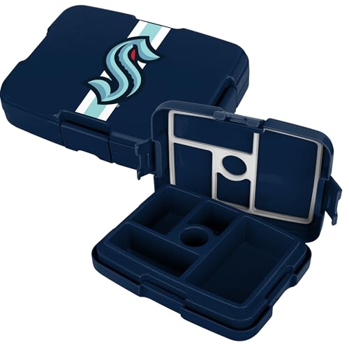 FOCO NHL Unisex-Adult Officially Licensed Team Color Stripe Primary Logo Hockey Leak Proof 5 Compartment Bento Lunch Box - Seattle Kraken - color: Seattle Kraken
