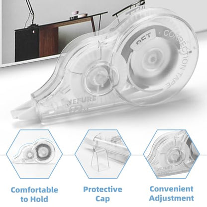 50 Pcs Correction Tape, 39.4 Ft White Wrong Out Tear-Resistant Bulk, Instant Corrections Easy To Use Applicator for School, Office, Note Taking, Journal (Tape Width 0.2 in, Clear) - size: 1 Count (Pack of 50)