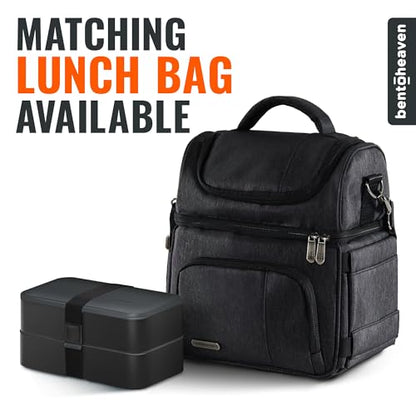 Bentoheaven Bento Box Adult, Stackable Lunch Box, 40 oz, Outer Space | BPA-free, leakproof and microwave-safe with 2 compartments, utensils, chopsticks, divider and sauce cup for men and women. - color: Outer Space